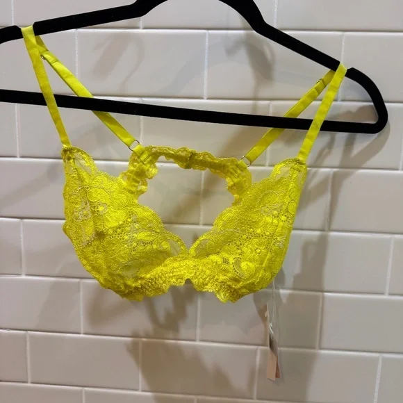 Free People x HAH collab bralette in cool lemon chartreuse color M - Picture 1 of 5